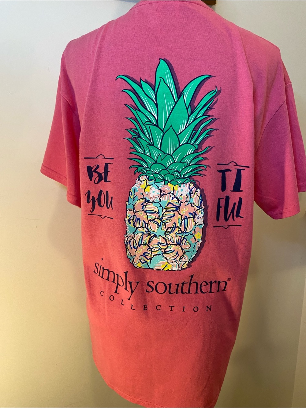 Simply Southern Pink Tee with Colorful Pineapple Graphic